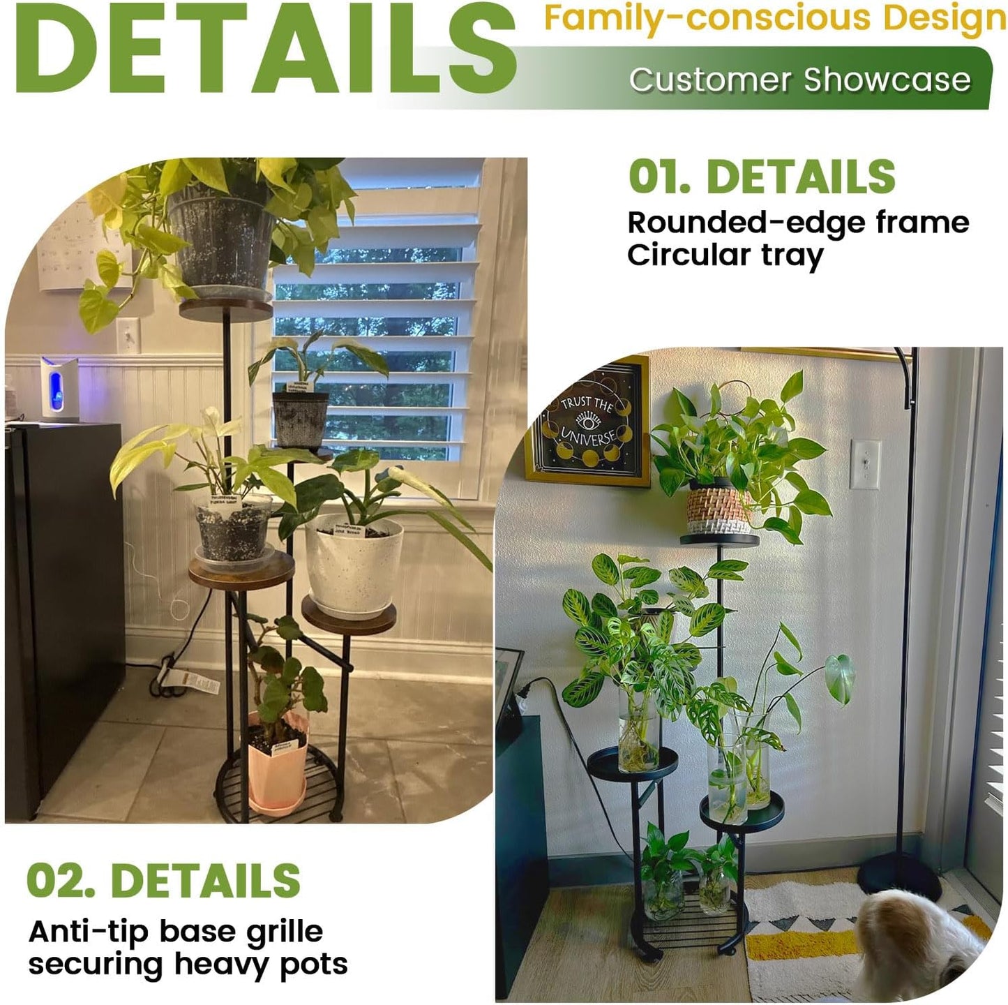 TOSKING 5 Tier Metal Plant Stand Indoor， Plant Shelf, Corner Shelf Flower Pot Stand for Outdoor Plant Stand for Living Room Balcony Garden Patio Bedroom (yellow, 38in)