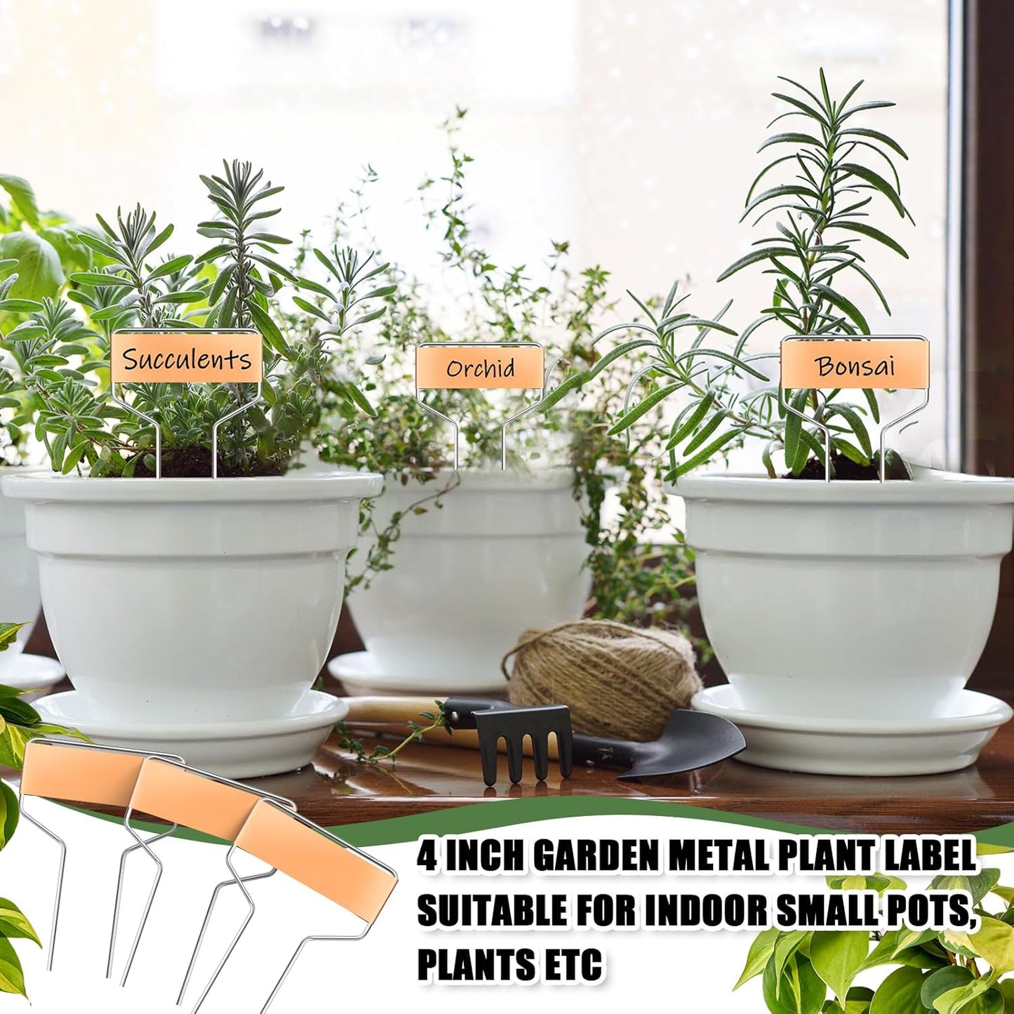 Moxweyeni 60 Pcs Metal Garden Tags Plant Labels for Garden Waterproof Plant Markers with 2 Permanent Pen Planting Nursery Tags Reusable Labels Stake for Plants(4 Inch)