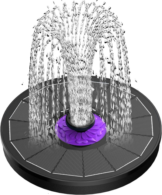 SZMP Solar Fountain 3.5W Bird Bath Fountains with Flower Upgraded Glass Panel, Solar Powered Water Fountain with 7 Nozzle & 4 Fixer, Solar Fountain Pump for Bird Bath, Garden, Pond, Pool (Black)