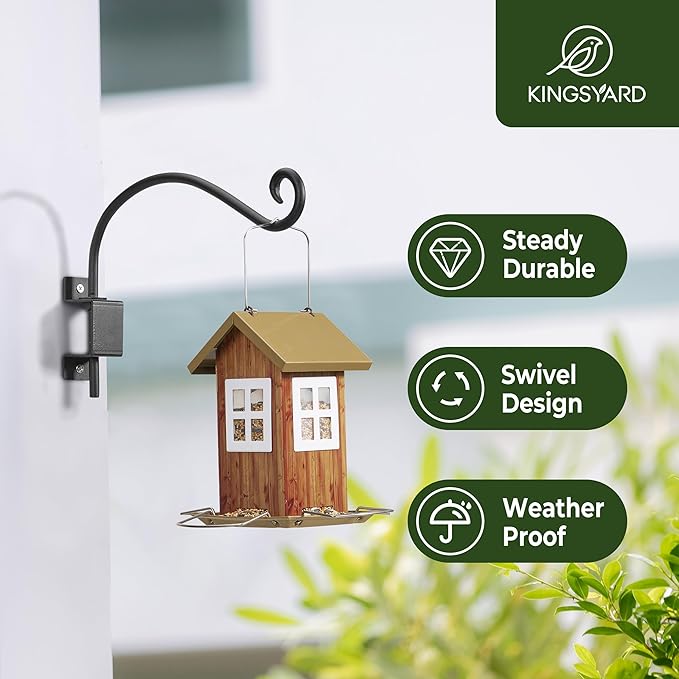 Kingsyard Swivel Plant Hangers Outdoor - 12 Inch Heavy Duty Wall Plant Hooks for Hanging Plant Baskets Bird Feeder Lanterns Wind Chimes