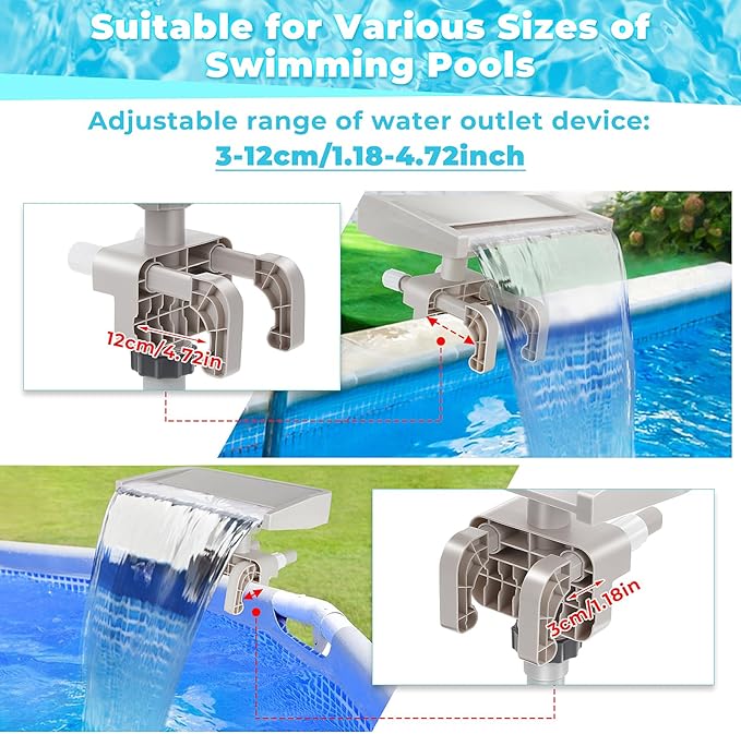 Pool Fountain Waterfall for Above Ground Pools, Smooth Flowing Pool Waterfall, Above Ground Pool Accessories, Cooling and Relaxation Pool Fountain for Outdoor Decor, Swimming Pool