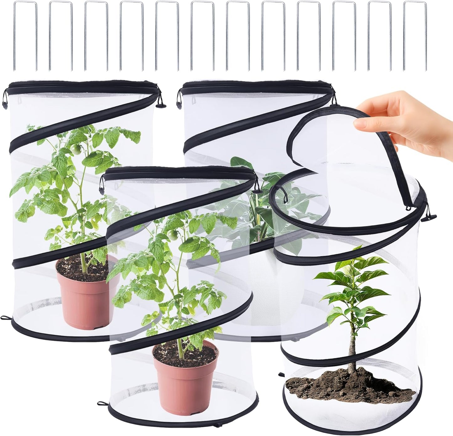 Plant Covers from Animals 20" H X 13" D, 4 PCS Garden Covers Cloches to Keep Animals Out for Outdoor Plants Protectors