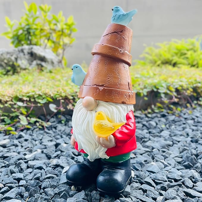 Solar Garden Figurine, Cute Resin Gnome Sculpture, Garden Statues Outdoor Decor, Funny Gnome Gift Sculpture Decoration for Home Patio Yard Lawn Porch Ornament