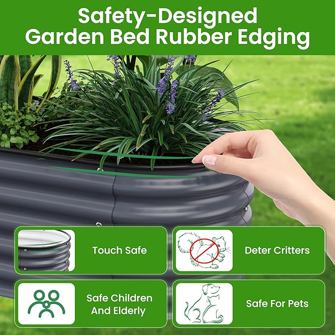 Raised Garden Bed 5x2x1.4 Ft Planter Box for Outdoor - Zinc-Aluminum-Magnesium Stainless Steel Durable Metal Garden Beds Kit for Vegetables, Flowers, Herbs and Succulents, Deep Grey