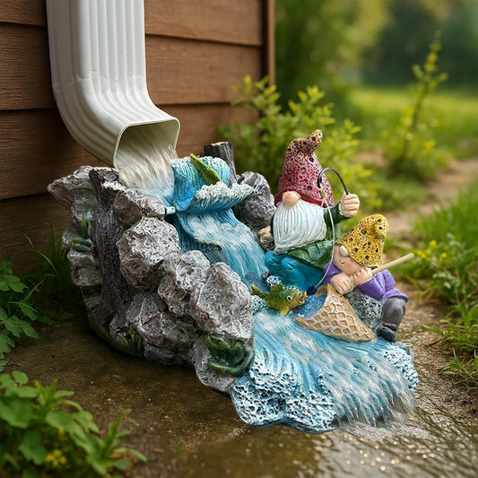 Gollum Splash Block – Decorative Resin Downspout Diverter & Water Feature, 11.4” x 6.3” x 6.9”, Durable Rainwater Drainage Statue for Garden, Patio, Yard, Pond or Aquarium, Outdoor Dwarf Gutter Décor