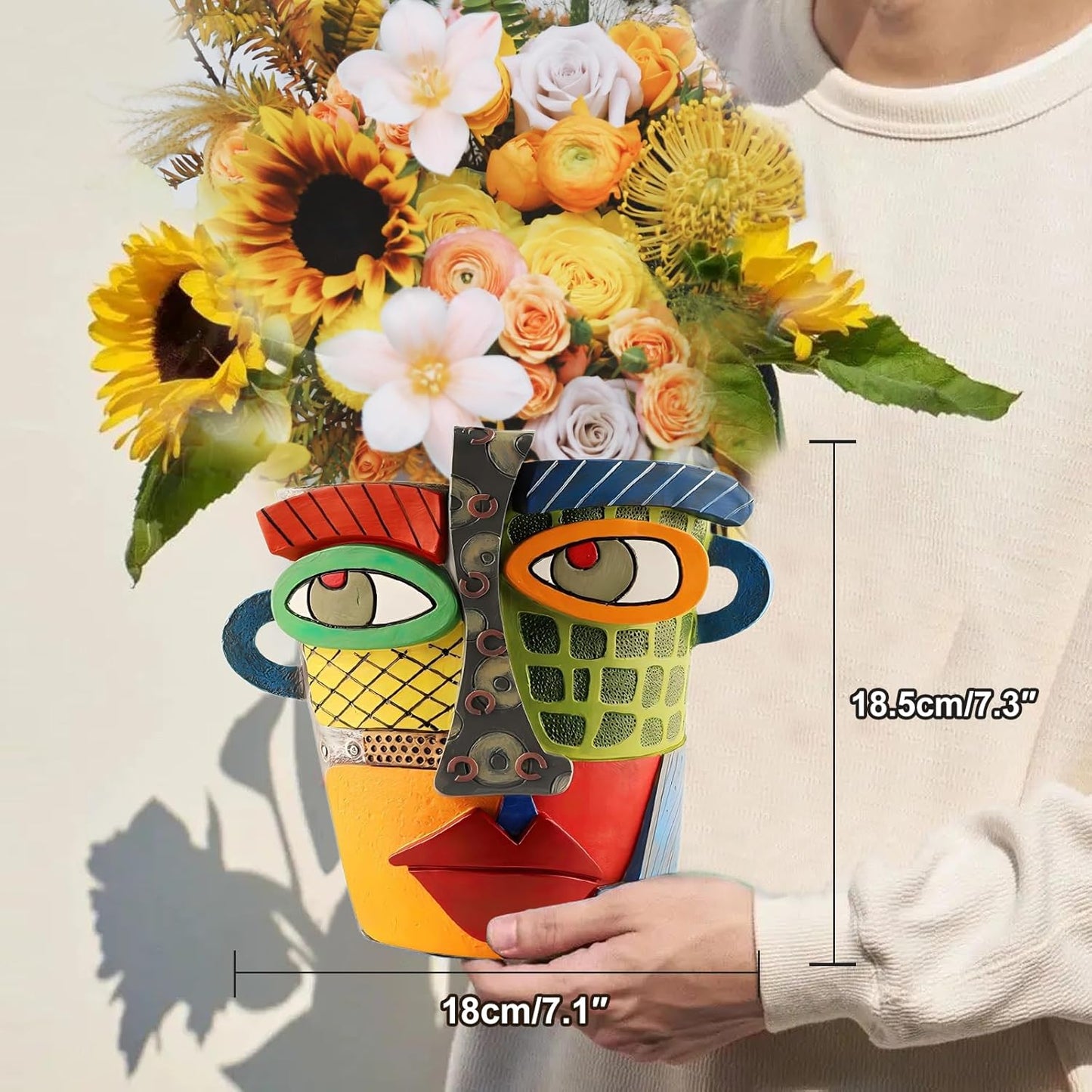 Brutalist Abstract Face Planters Pots Head, Unique Abstract Flower Pot, Funny Planters Decoration Flower Resin Face Flower Pot for Indoor and Outdoor Plants Colorful Funny Room Decor (Modern)