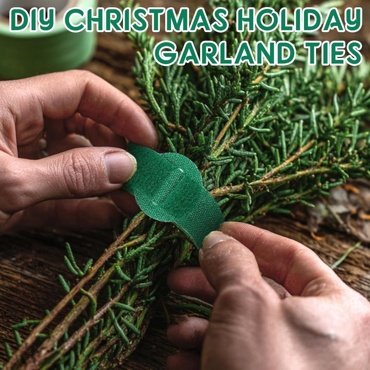 80 Pcs 12 Inch Christmas Garland Ties Green Adjustable Holiday Banister Ties Reusable Fastener Strap Nylon Garden Plant Cable Strap Christmas Tree Wreath Hook Loop Organizer for Home Office