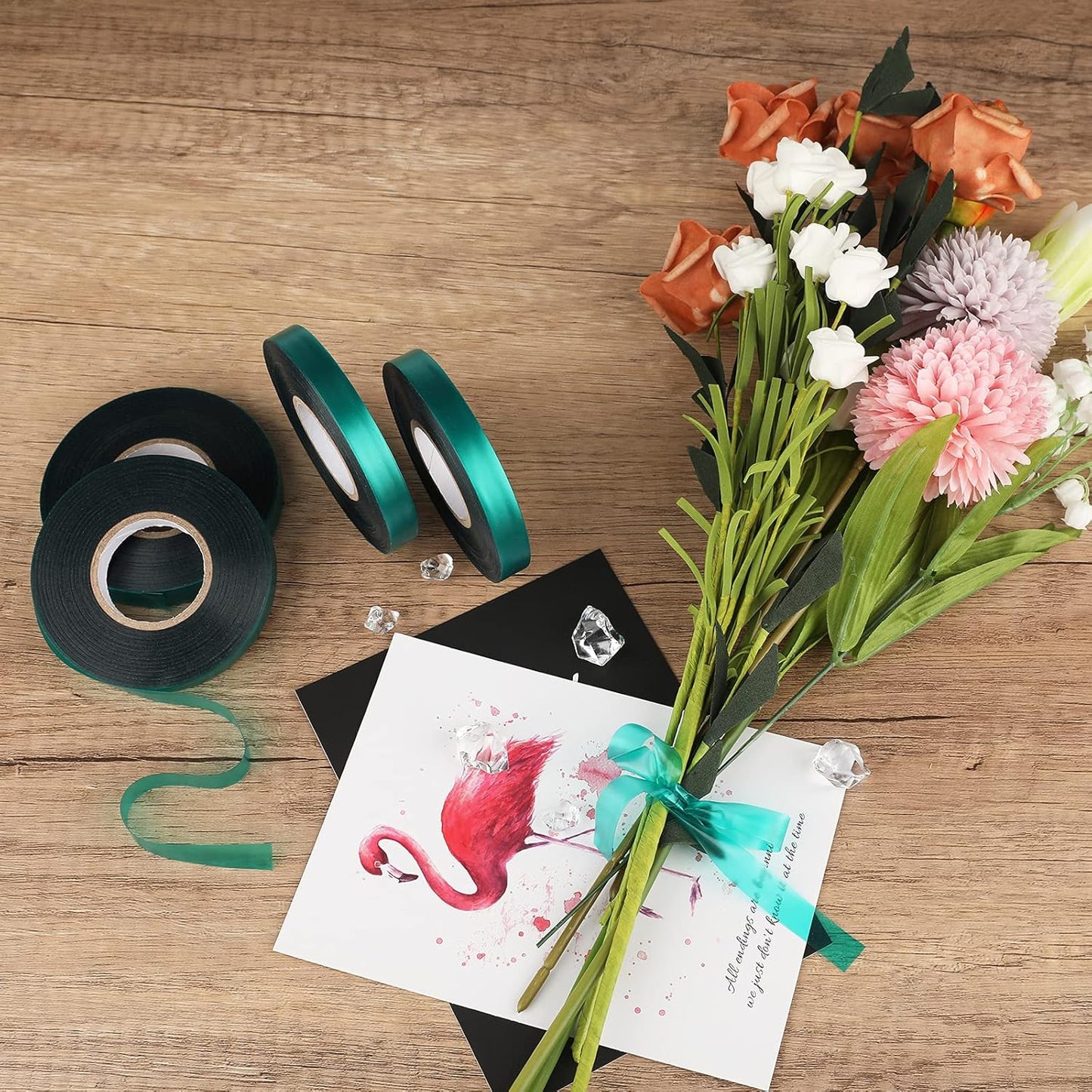 KINGLAKE GARDEN Stretch Tie Tape Roll - 2 Rolls Total 300 Feet 1/2" Green Garden Tape Plant Tapes Plant Garden Tie for Climbing Plants Branches Flowers