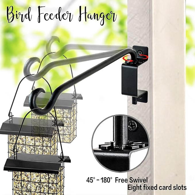Qiang Ni Swivel Plant Hanger Bracket: Bird Feeder Hanger for Outdoor Wall Mount (16 - B, 16 Inch)