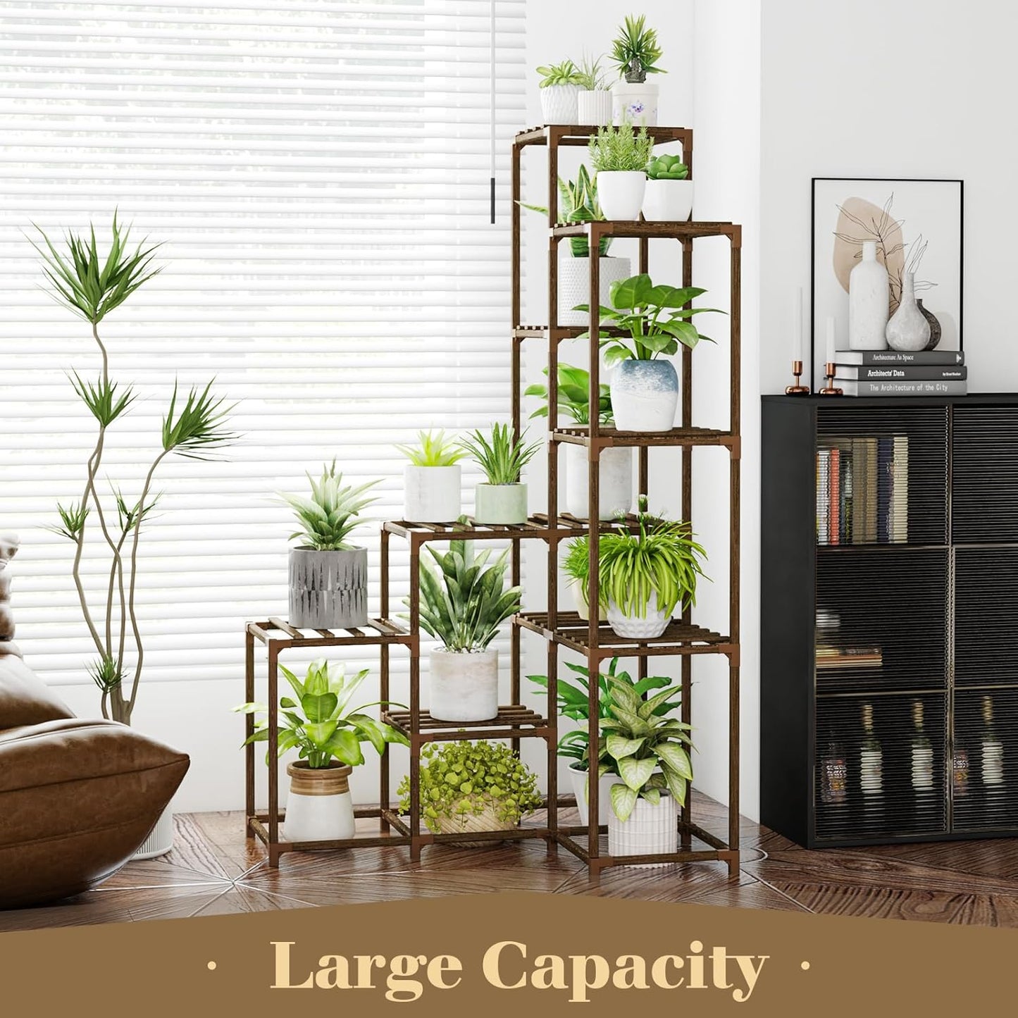 Bamworld Plant Stands Indoor Outdoor Corner Shelf Plant Shelves Indoor Plant Holder for Living Room Corner Stand Plant Rack Indoor Multiple Plants Patio Balcony Garden 05D
