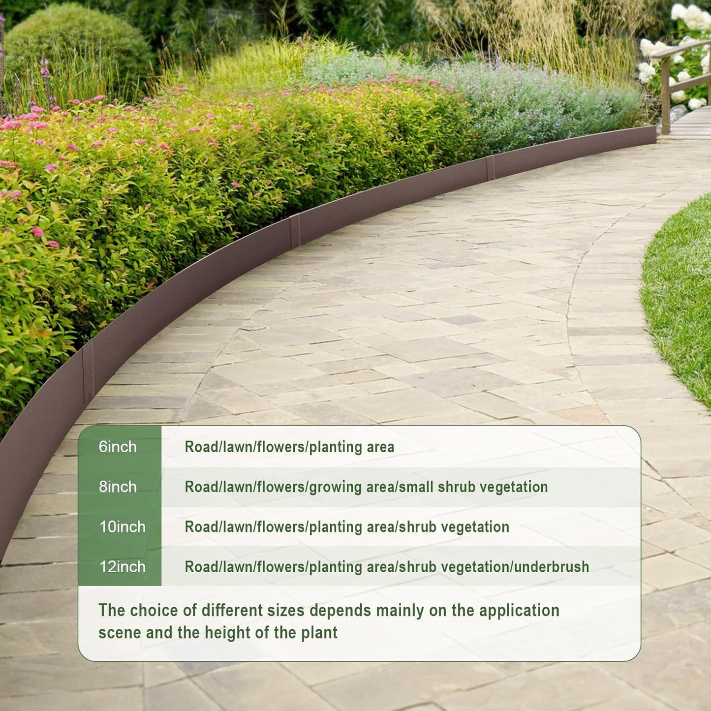 Metal Landscape Edging Kit - 6PCS 40" L x 8" H Each (20ft Total) Galvanized Bendable Garden Edging for Lawn Yard- No-Dig Hammer-in Heavy Duty Metal Edging Border with 6 Clips