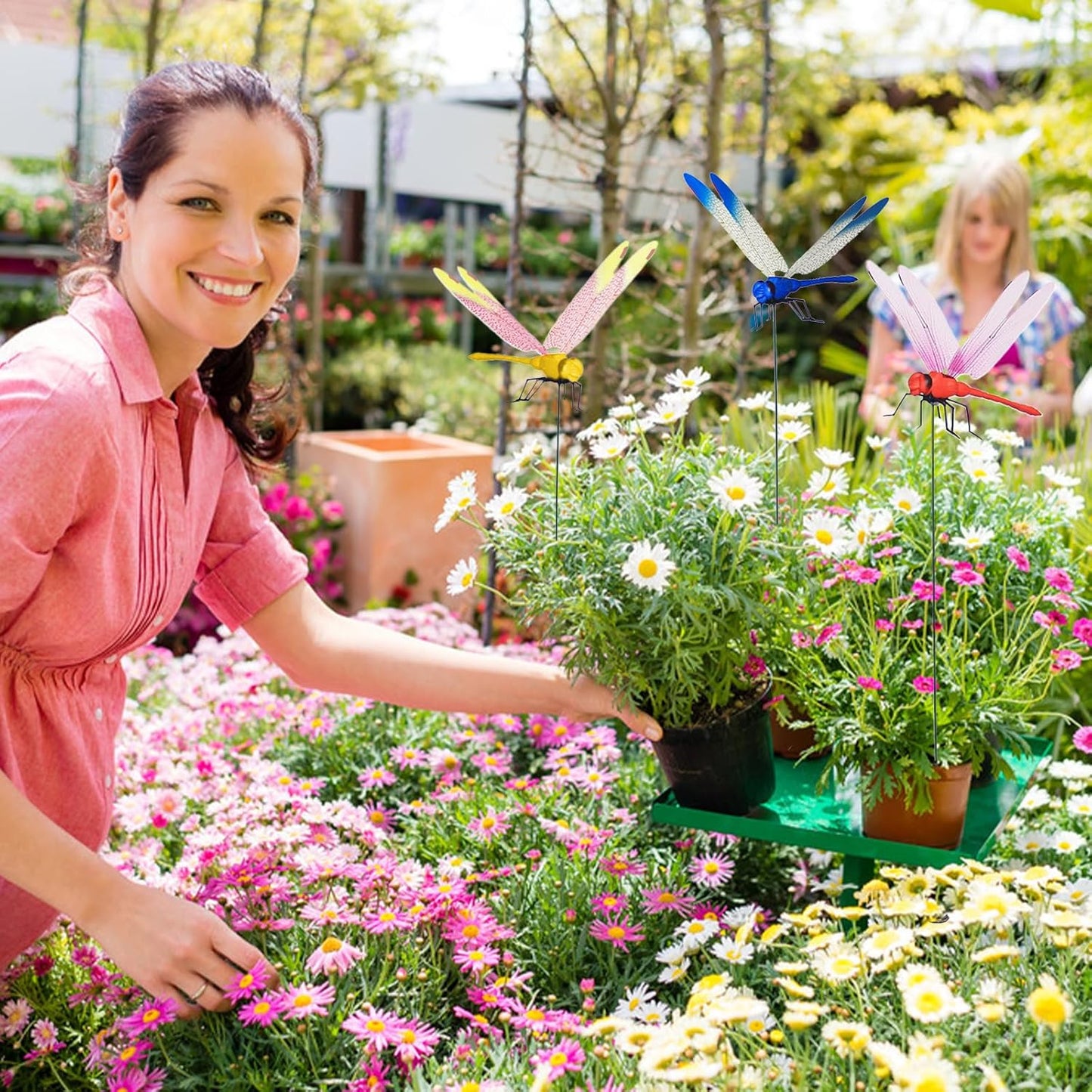 Jongdari 12pcs Dragonfly Hat Clip Bug Repellent Realistic Fake Dragonflies Clip-On Garden Outdoor Decor Stakes Plastic Dragon Fly Clips Plant Decorations for Pot