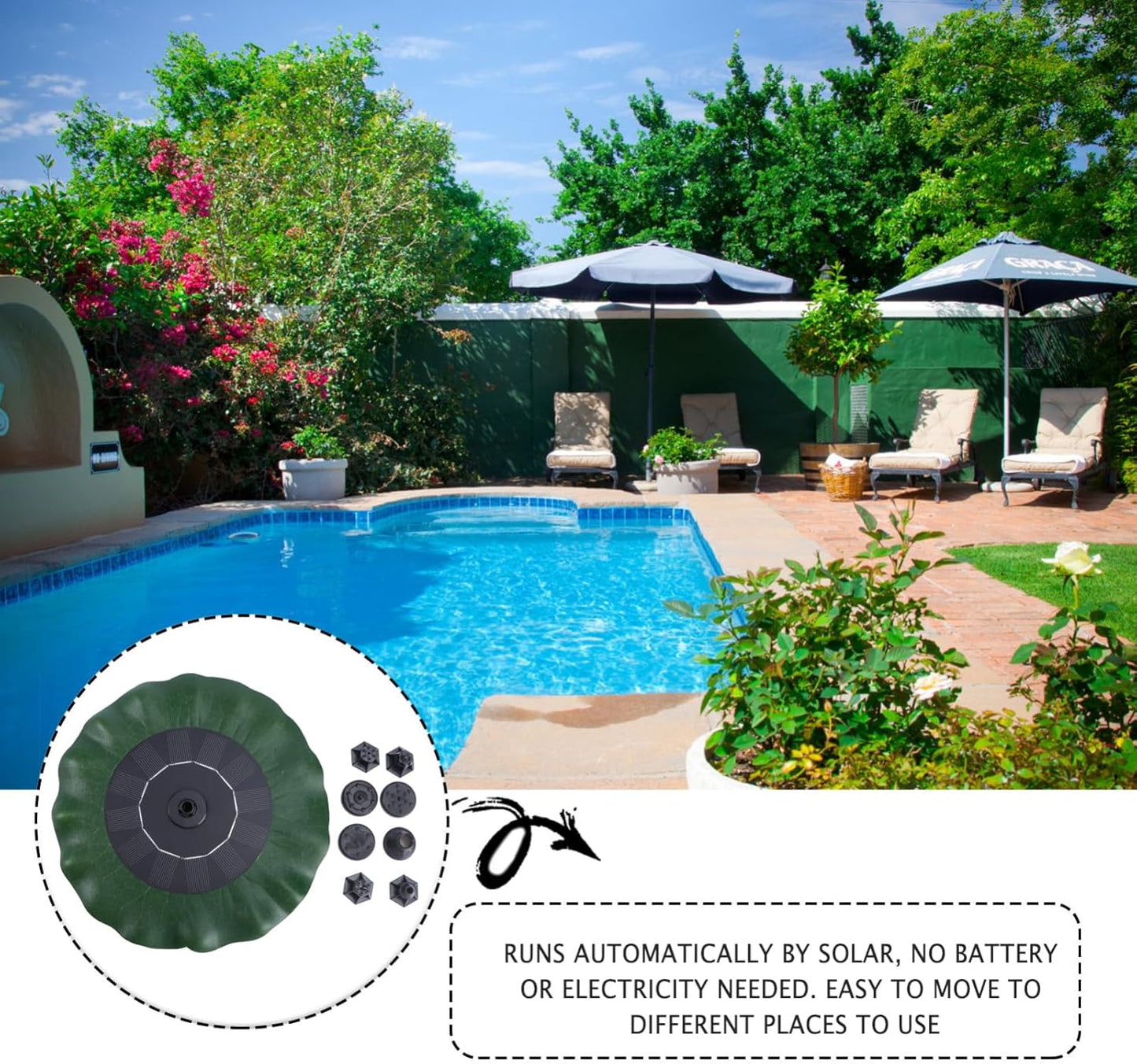 DOITOOL Solar Bird Bath Fountain Pump: Floating Solar Fountain Outdoor with 8 Nozzle, Powered Water Pump Lotus Leaf for Bird Bath, Pond, Poo