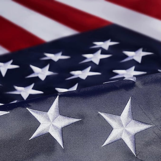 Homissor American Flag 5x8 Embroidered Stars 5x8 Foot Flags USA Heavy Duty Nylon US Outdoor Banner Sewn Stripes with 3 Brass Grommets