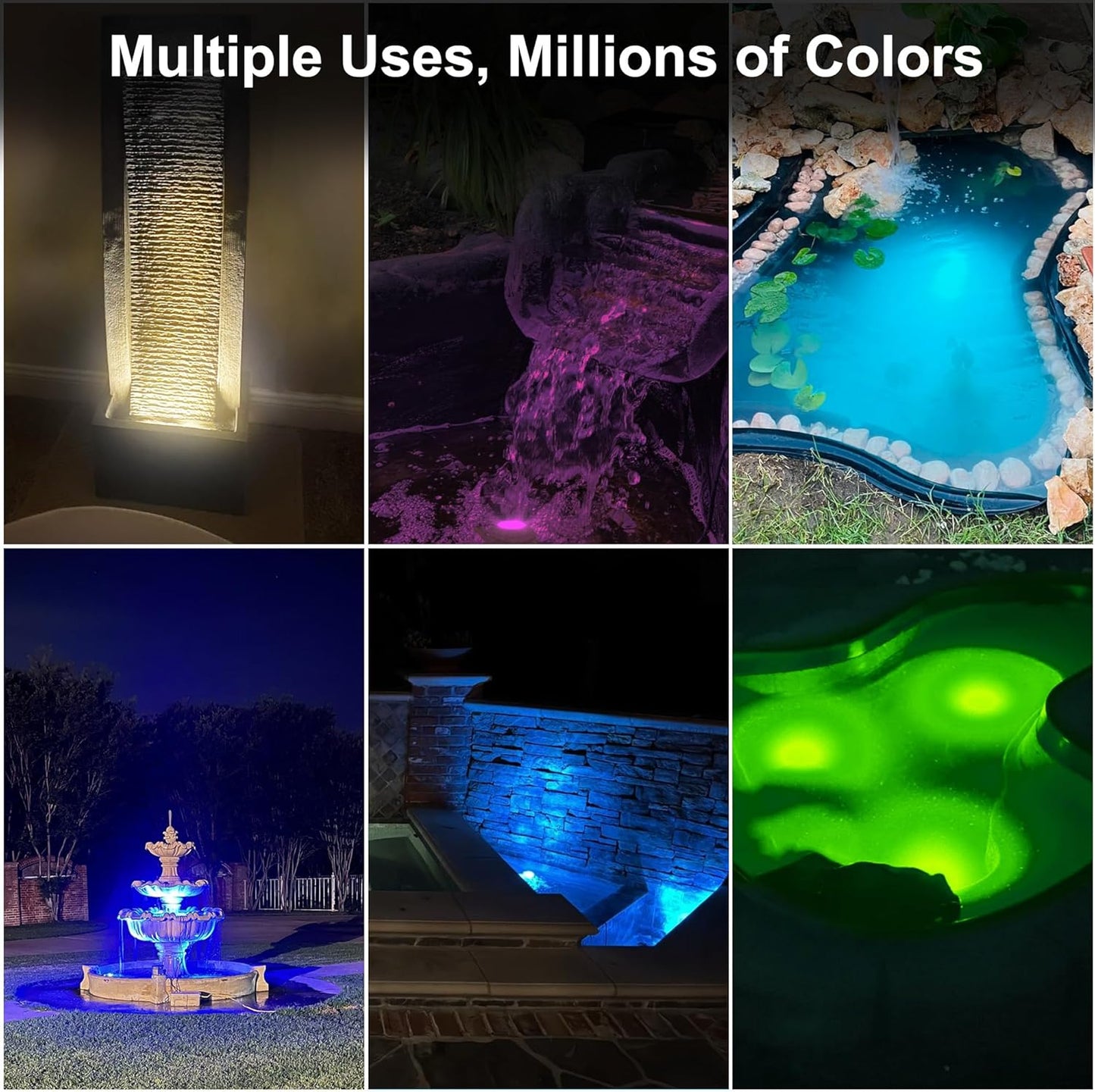 Underwater LED Pond Light with 12V Transformer, 6W Turtle Fountain Light LED Underwater with APP, IP68 Waterproof Underwater Lights for Pond Fountain Waterfall Yard Water Feature, 1 SpotLights