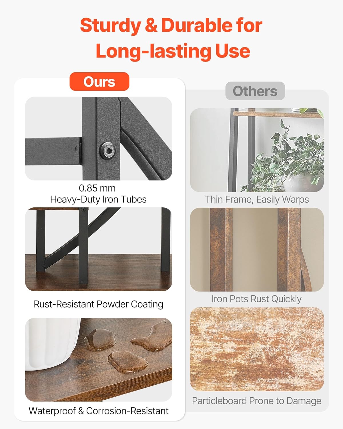 VEVOR Plant Stand Indoor with Grow Lights, 63 in Tall 6-Tiered Lighted Plant Shelf, 2 Pack Metal Corner Plants Holder, 3 Timer & 10 Brightness, Half-Moon Shaped Flower Display Rack for Living Room