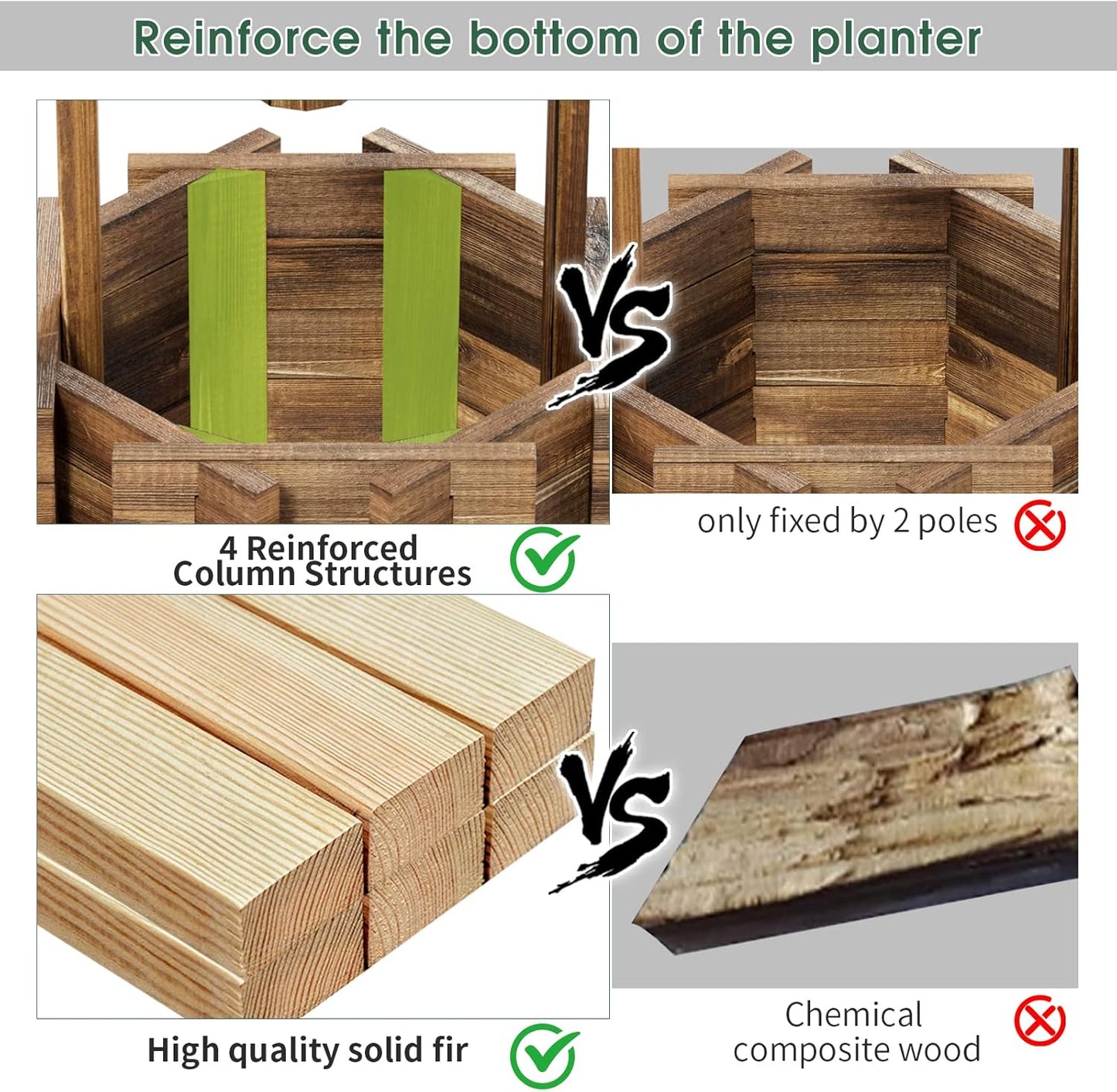 Wooden Wishing Well Planter for Outdoors with Hanging Bucket, Rustic Flower Planter Patio Garden Decorative, Brown (Brown)