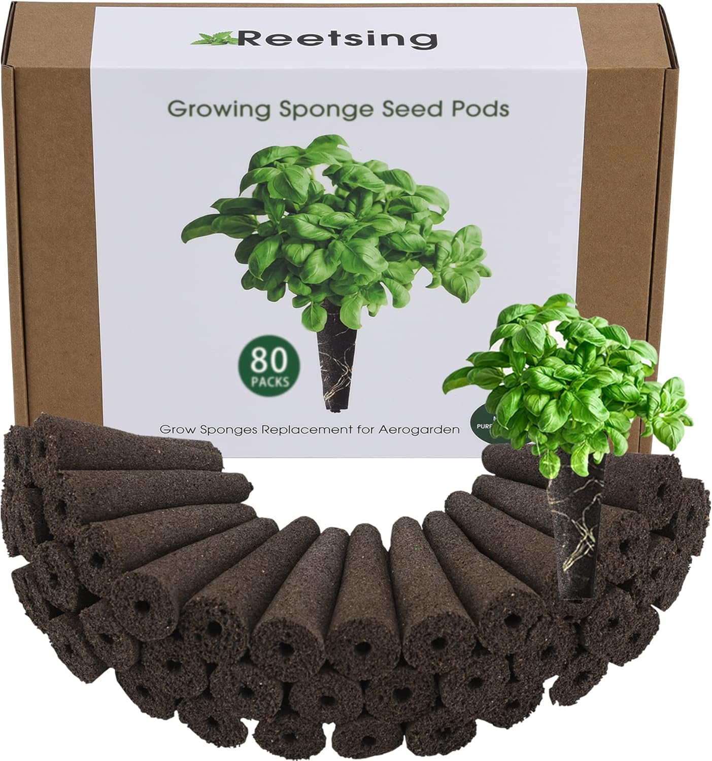 80 Pack Hydroponics Sponge,Replacementpre-Grow Sponges,Hydroponics Growing System Kit Compatible with Aerogarden sponges,Supplement pods for hydroponic Indoor Garden Growing System
