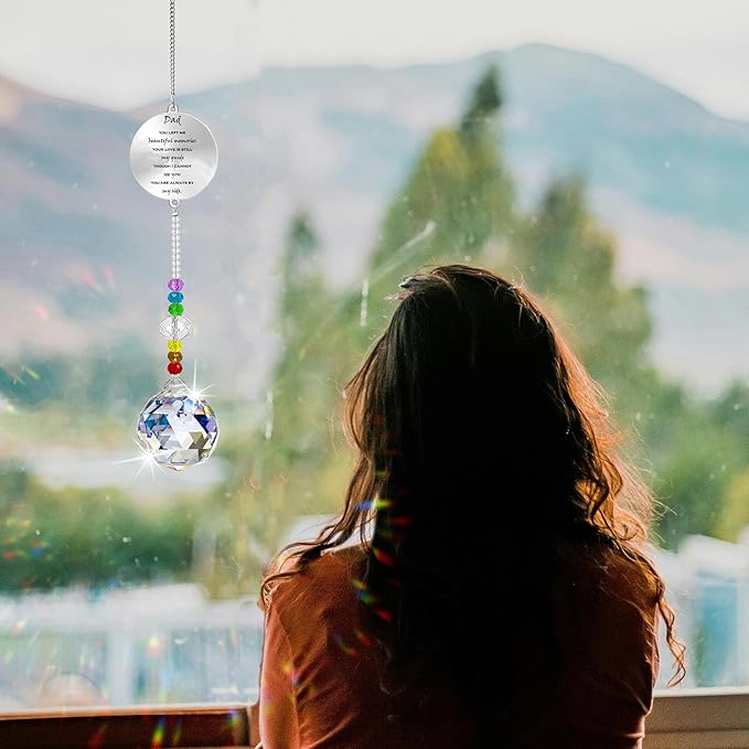Memorial Gifts Crystal Suncatcher,Unique Sympathy Gifts for Loss of Loved One,Rainbow Maker Bereavement Gifts Box for Loss of Father Mom Dad Son Daughter Husband Brother Grandmother (Dad)