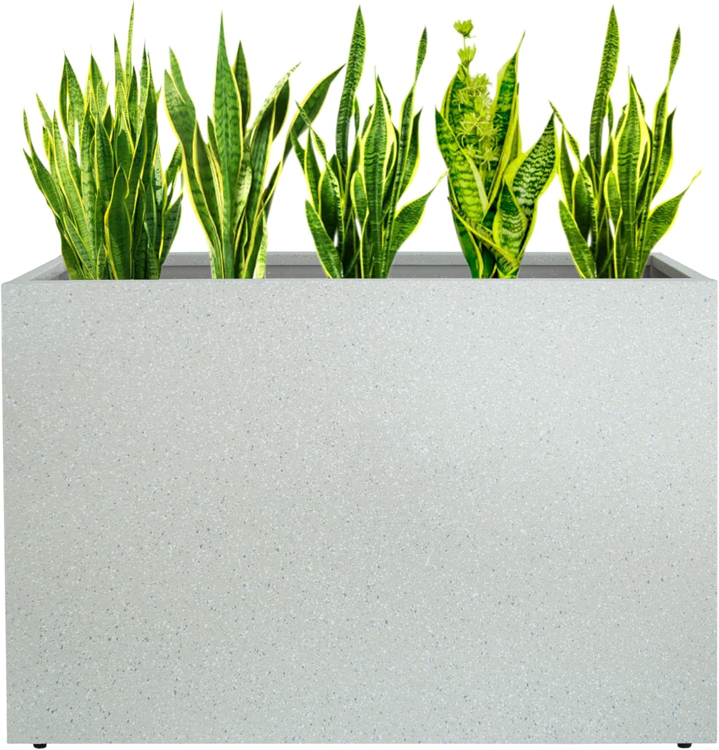 Metal Planter Box Rectangular Planter, 35.5" Lx 10" Wx 28" H Terrazzo White Large Planters with Drainage Holes, Galvanized Steel Tall Planters for Patio/Porch