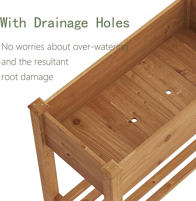 GHWIE Raised Garden Bed with Legs, Elevated Wood Planter Box for Vegetables, Flowers, Patio, Balcony, with Liner