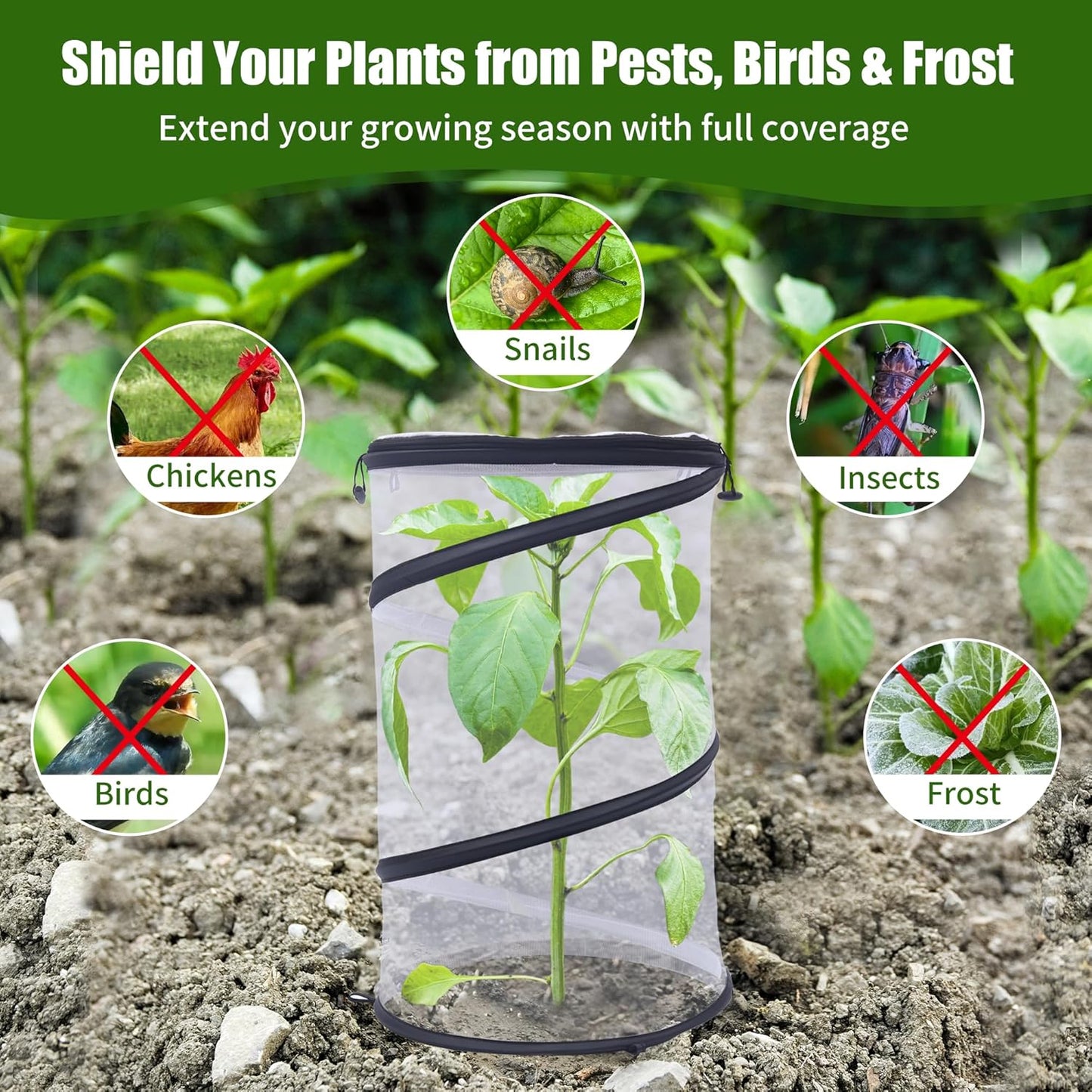 Plant Covers from Animals 20" H X 13" D, 4 PCS Garden Covers Cloches to Keep Animals Out for Outdoor Plants Protectors