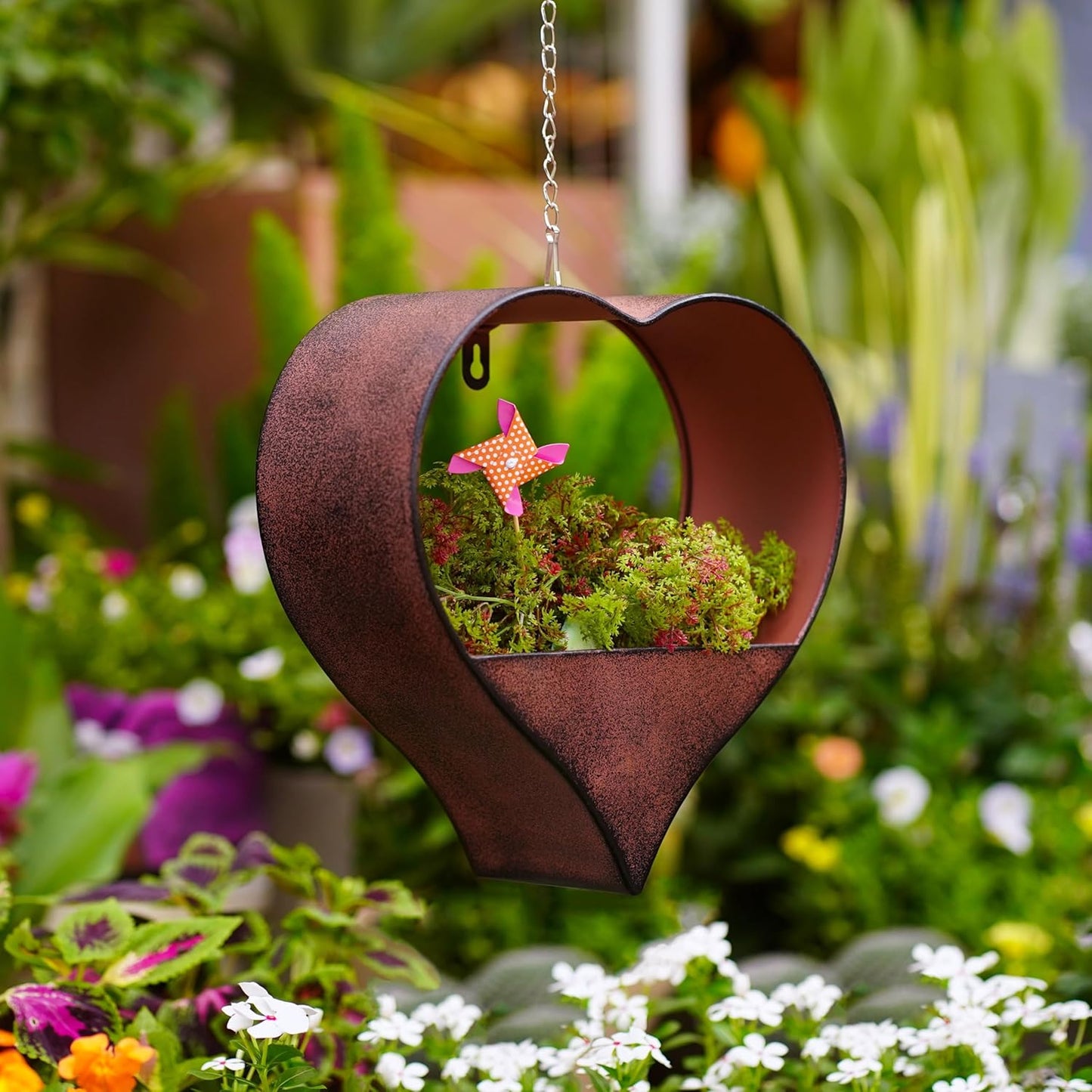 Metal Plant Hangers Indoor and Outdoor: Birthday Gifts for Women Mom Wife Garden Lovers - Rustic Heart Shape Hanging Planters Perfect for Window Wall Living Room Office Decor