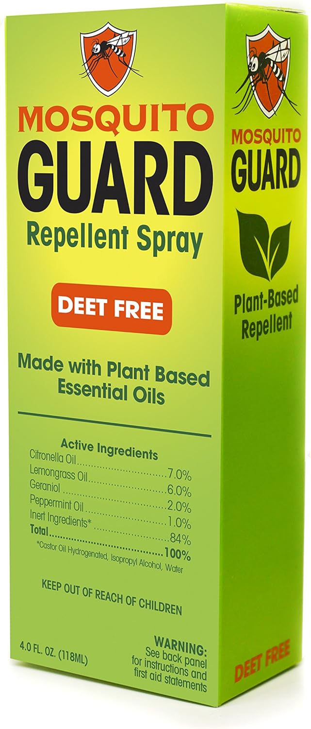 Mosquito Guard 4 oz fl Organic Mosquito Repellent Spray for Body - DEET Free Natural Bug Spray Travel Size - Mosquito Repellent Indoor - Insect Repellent Spray - Travel Bug Spray for People Outdoor