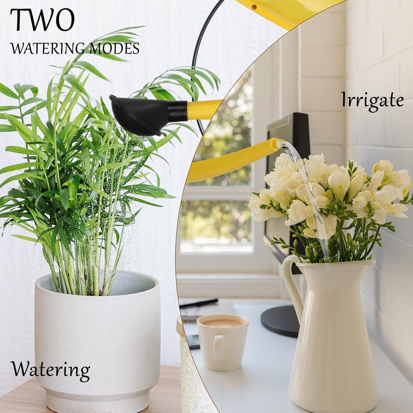 Watering Can 1.6Gal Transparent Plastic with Comfort Grip Handle for Indoor & Outdoor Plants (Yellow)