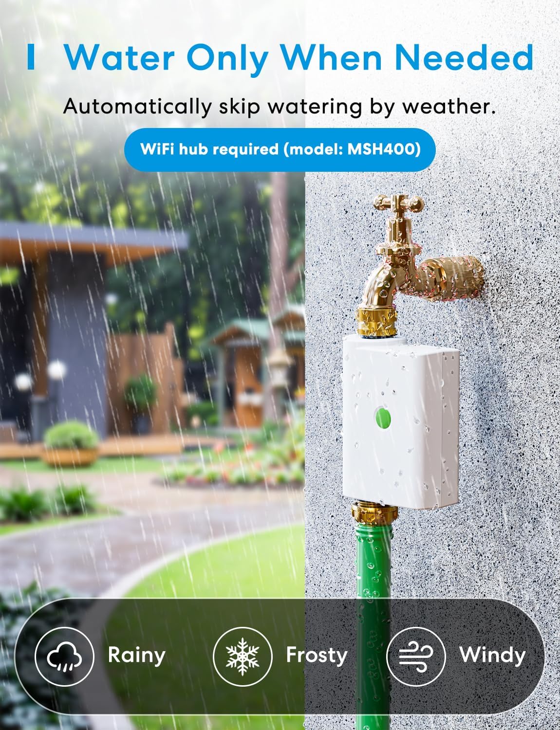 meross WiFi Water Hose Timer, Smart Sprinkler Timer with Brass Inlet & Outet, Work with Apple Homekit, Alexa & Google Assistant, Water Valve for Lawn, Garden, Yard and Pool, WiFi Hub Required