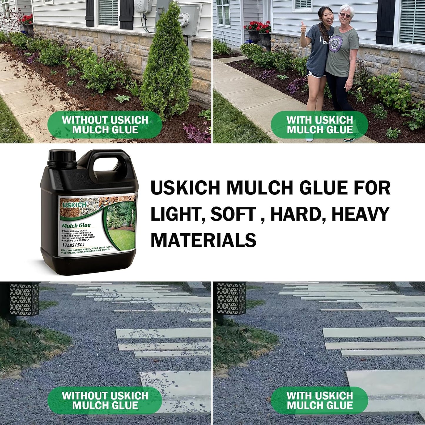 Mulch Glue for Landscaping, 1.32Gallon Rock Glue,No-Toxic Long-Lasting,Fast-Dry Strong Pebble Binder, Powerful Pea Gravel Binder for Garden, Pine Straw for Outdoor,Mulch Lock and Pea Gravel Stabilizer