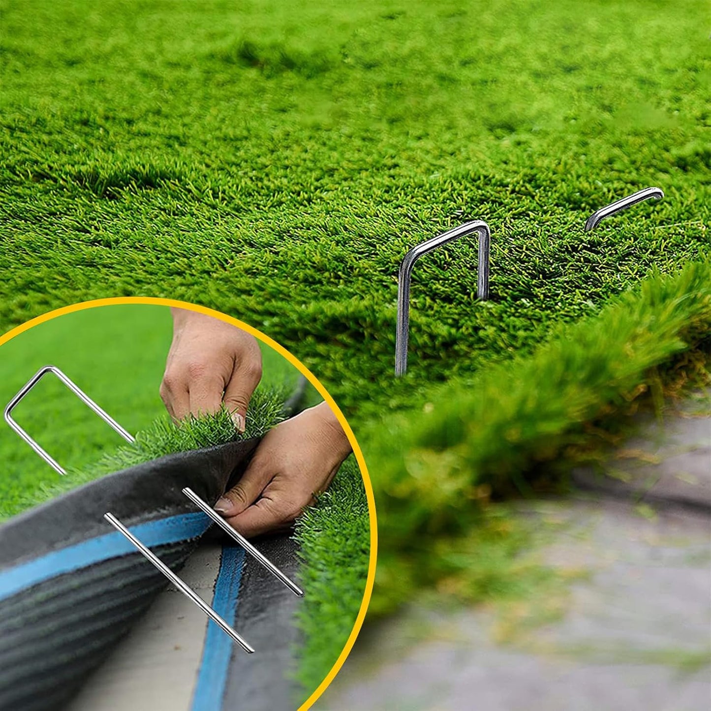 Landscape Staples 6 inch 100 Pack Galvanized Garden Stakes,12 Gauge Heavy Duty Garden Pins for Fences, Lawns, Weed Barriers and Landscape Fabrics, Irrigation Hose,Yard Lawn, Landscape Fabric.