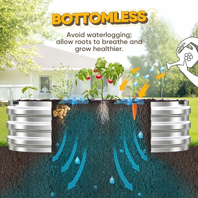 KING BIRD Raised Garden Bed Kit 2025 Upgraded 10-Minute Assembly Galvanized Planter Garden Box Outdoor for Gardening, Vegetables, Flowers, 47x24x12 in, Silver