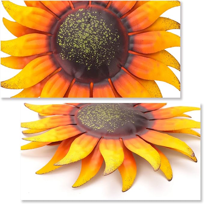 EASICUTI 6 Inch Sunflower Metal Flowers Wall Decor Metal Wall Art Decorations Hanging for Indoor Outdoor Home Bathroom Kitchen Dining Room Bedroom Porch Hallway or Wall Sculptures
