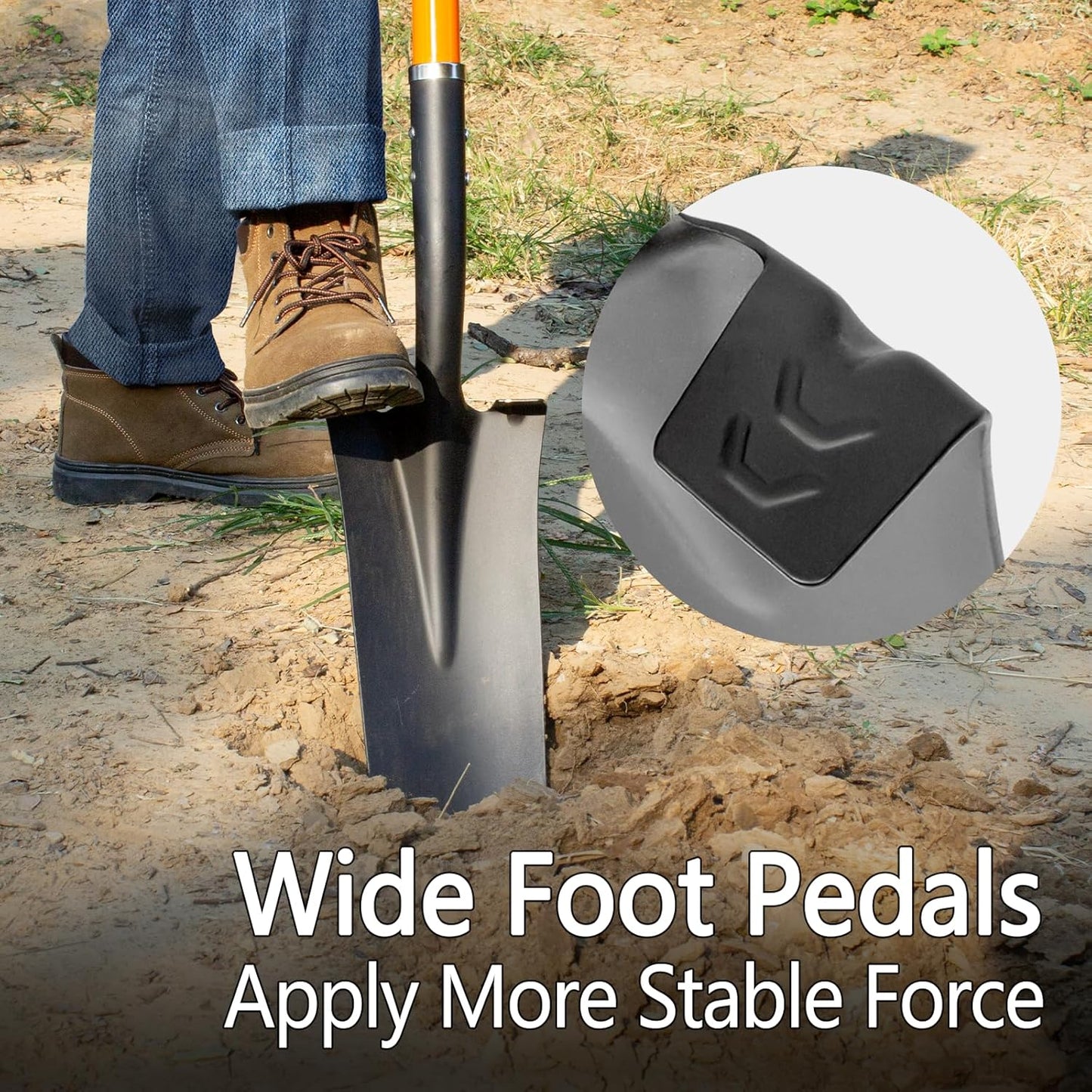 Heavy Duty Shovel with Fiberglass Handle for Digging and Gardening, Metal, 58 Inches