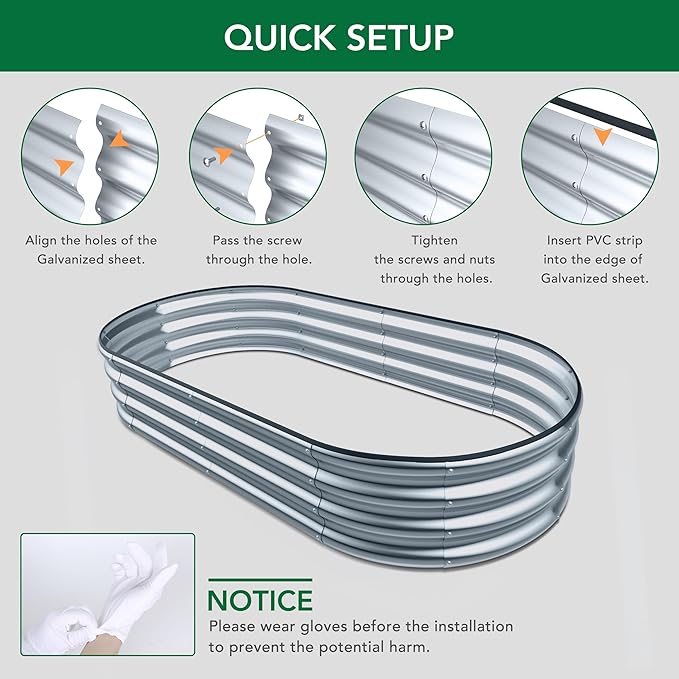 Raised Garden Bed -5×3×1ft Galvanized Planter Box for Outdoor Gardening and Planting, Ideal for Vegetables and Plants