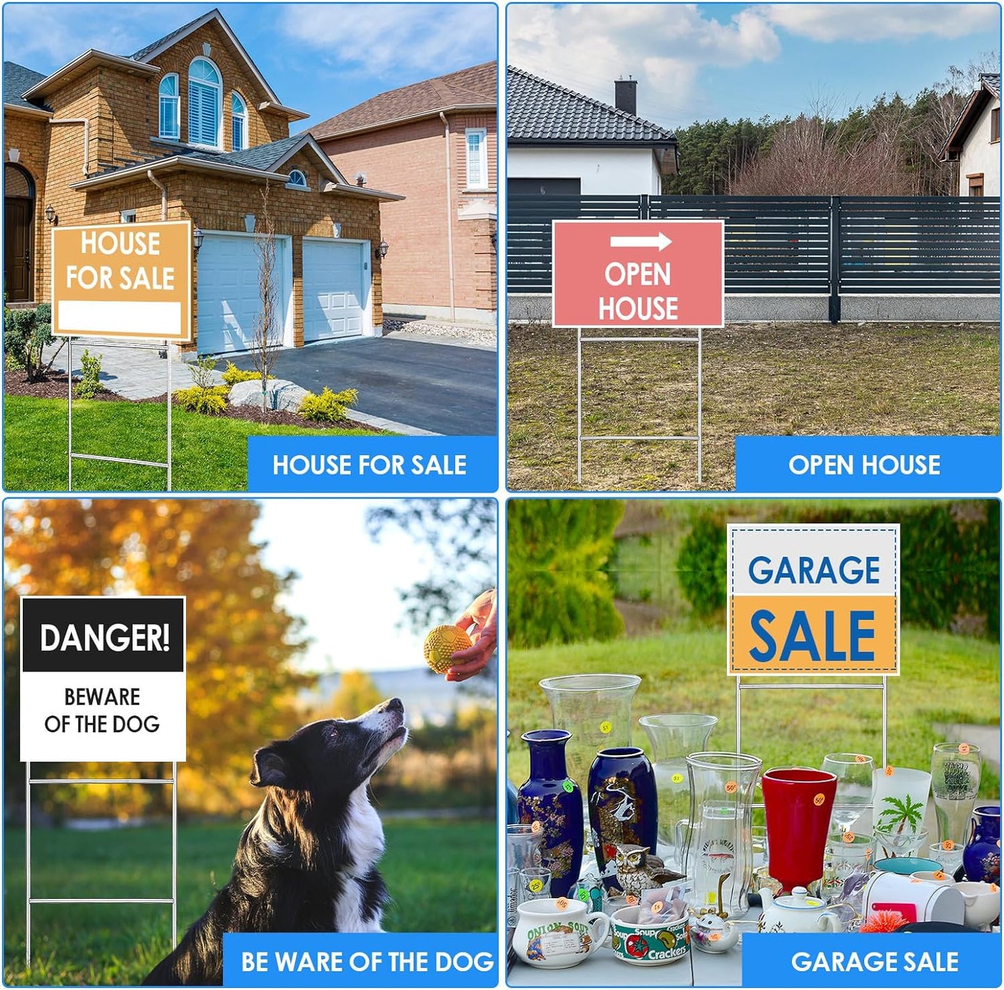 30 Pcs H Stakes for Yard Signs 24'' x 10'' Metal Heavy Duty H Frame Lawn Wire Stakes Weatherproof Metal Sign Holder Bulk for 4mm 5mm Corrugated Signs Board Guidepost Yard House Garden Decor