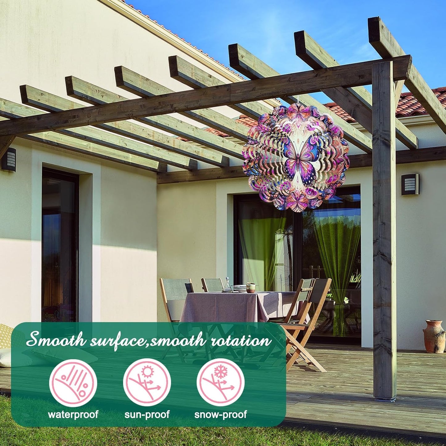 Wind Spinners Outdoor ButterflyArt12 inch 3D Stainless Steel Laser Cut Metal Art Geometric PatternWind Sculpture Hanging for Yard Garden Decorations Wind Sculpture Gifts Outdoor