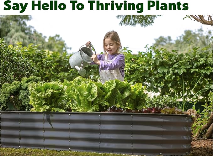 Galvanized Raised Garden Beds Outdoor // 8×4×1 ft (2-Pack) Planter Raised Beds for Gardening, Vegetables, Flowers // Large Metal Garden Box // Patented Tool-Free Design (Gray)