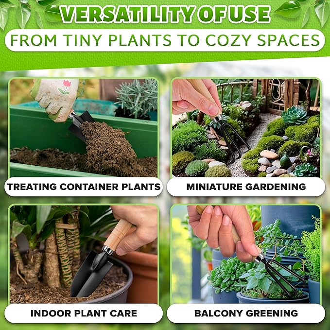 Mini Garden Tools - 3Pcs Indoor Plant Tools Set Indoor Gardening Tools Small Garden Shovel Mni Rake Small Gardening Tools Set Hand Rake Gardening Spade Gardening Supplies Indoor Garden Trowels