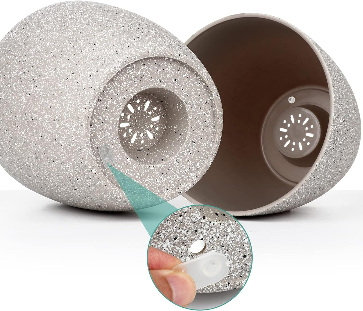 Vanavazon Plant Pots 9/8/7 Inch Set of 3 Flower Pots Indoor Outdoor Plastic Planters with Drainage Hole and Tray (Speckled Beige)