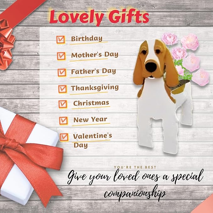Brown and White Cocker Spaniel Dog Planter Plant Pots,Cute Garden Dog Flower Planter,Dog Planters Birthday Gifts for Women,Office,Indoor/Outdoor Decor（9.45 * 9.17 * 13.39in）