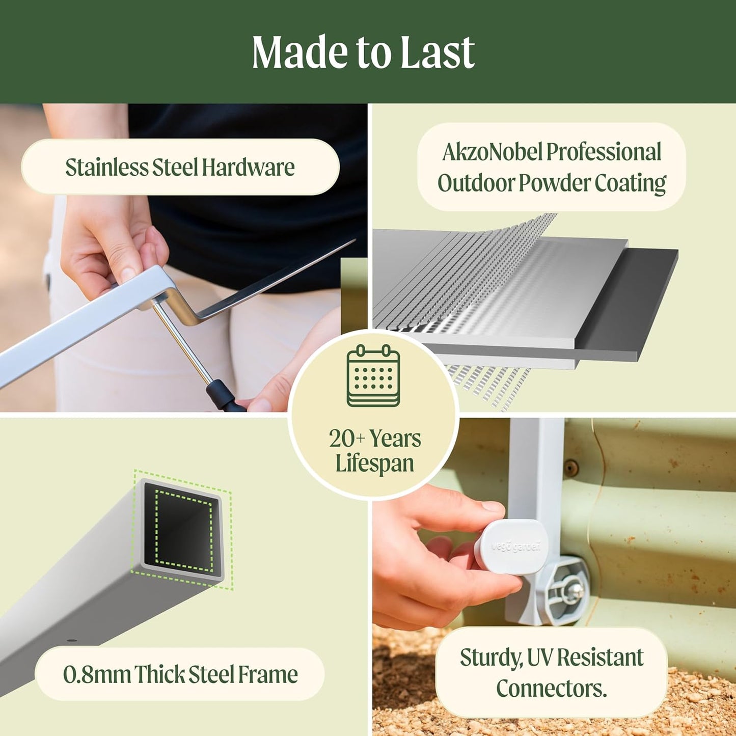 Vego Garden Modular Arched Trellis System Triple Section 6.0' Long Trellis for 2.0' x 8.0' (9 in 1) Garden Bed