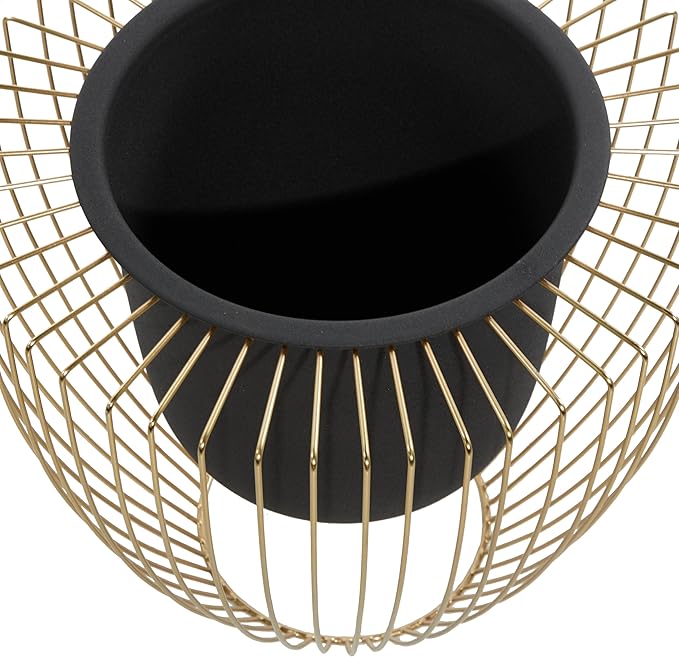 Deco 79 Contemporary Metal, Set of 2 Planters 10", 12"H, Black
