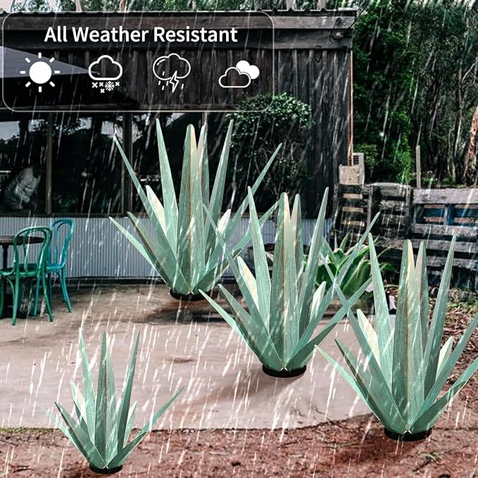Large Tequila Rustic Sculpture, Rustic Metal Agave Plants for Outdoor Patio Yard, Home Decor Hand Painted Metal Agave Garden Yard Statue, Outdoor Lawn Ornaments (Mint Green - M)