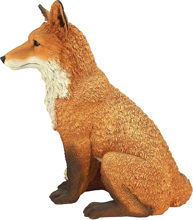 Design Toscano Simon The Woodland Fox Indoor/Outdoor Garden Statue for Patio, Pool or Lawn, 18 Inch Tall, Cast Stone Resin, Red Orange Paint