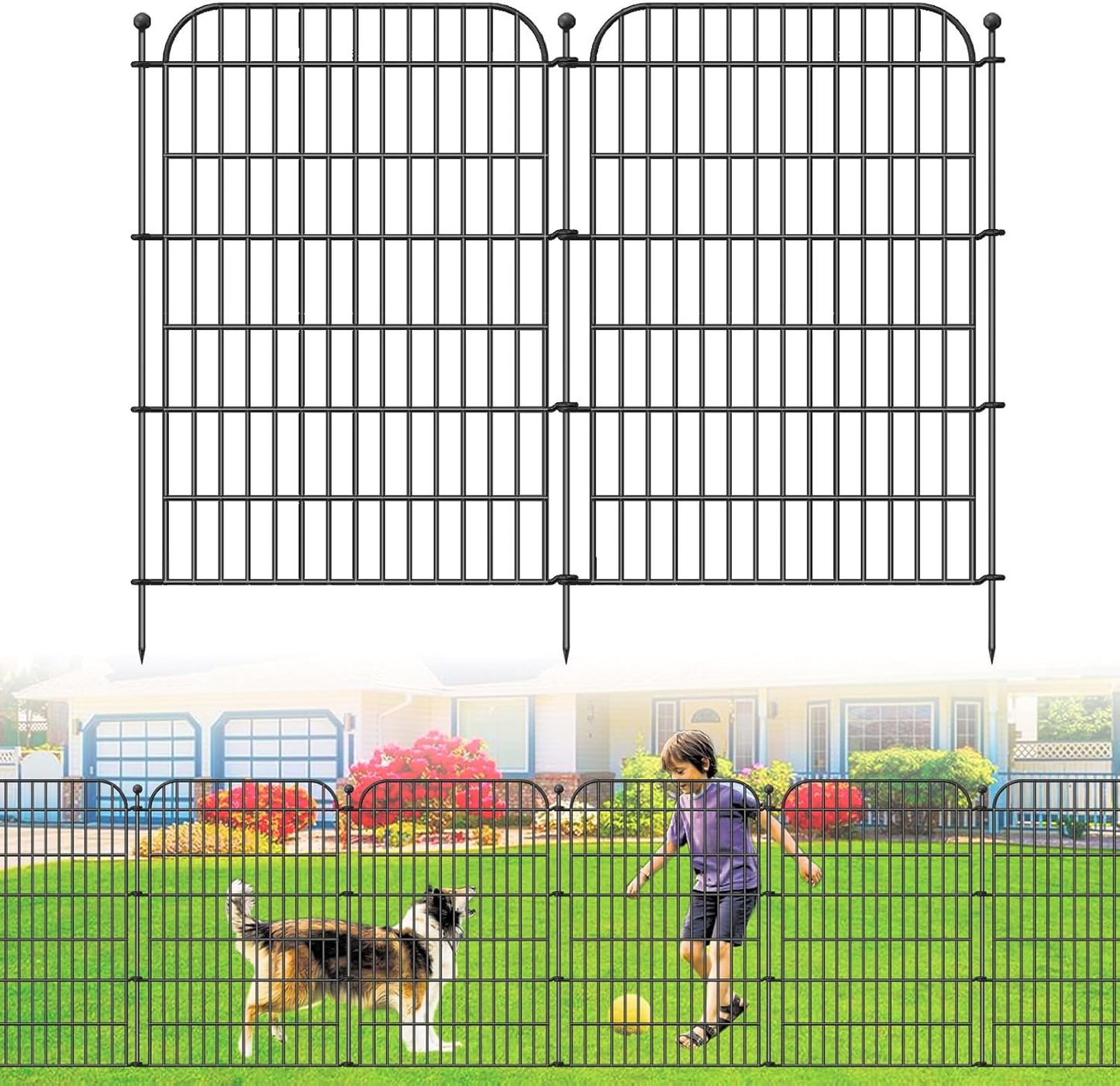 Decorative Garden Fence, 5 Panels 40 in(H) X 11.8 ft(L) Rustproof Metal Wire No Dig Dog Fence Outdoor for Yard, Temporary Tall Garden Fence Animal Barrier Decor for Yard & Patio