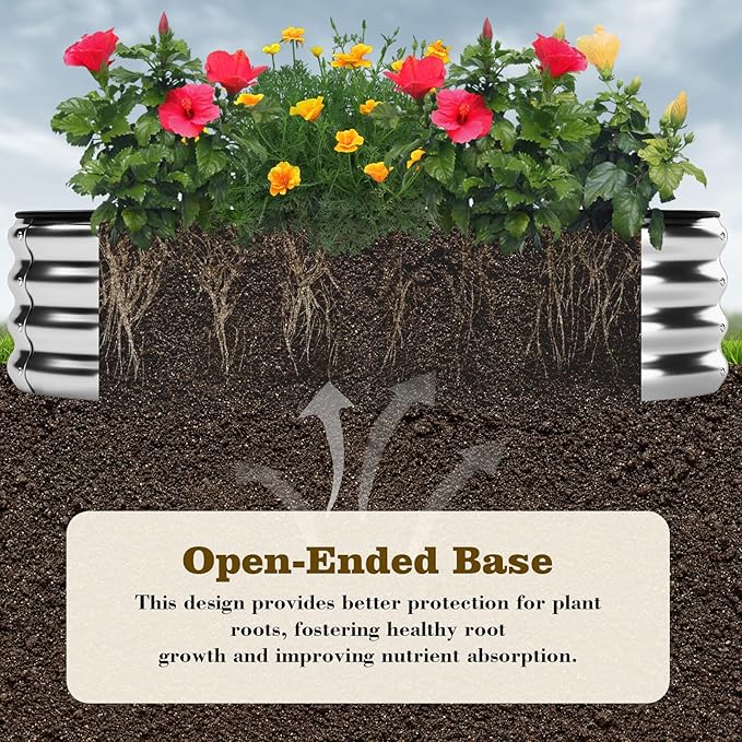 Galvanized Metal Planter Round Raised Garden Bed Kit for Gardening Outdoor，3x3x1ft 2 Grow Garden Box Raised Flower Bed，Round Galvanized Planter Outdoor Large Metal Fire Pit Ring