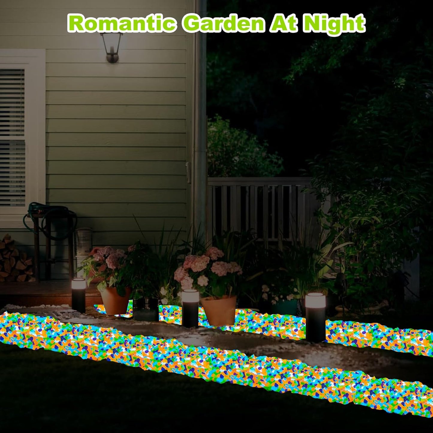 800pcs 5-8mm Colorful Glow in The Dark Garden Pebbles Stones 5-8mm Luminous Stones Glow in The Dark Rocks Outdoor Glow Pebbles Aquarium Rocks for Garden Path Walkway Yard Fish Tank Plant Pots