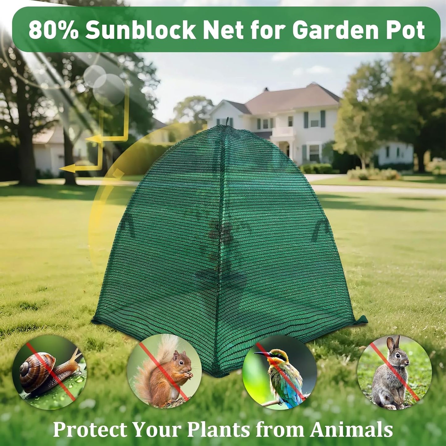2Pack Plant Shade Tent, 23.6"x23.6"x23.6" Garden Mesh Plant Cover for Sun and Insect Control, UV Resisitant Plant Shade Tent for Outdoor, Protection Guard for Plant with Stakes